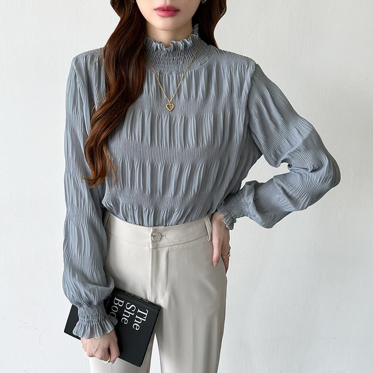 新色登場！裏起毛シャーリングブラウス ハイネックブラウス オフィスカジュアル | COCOMOMO | 詳細画像18 