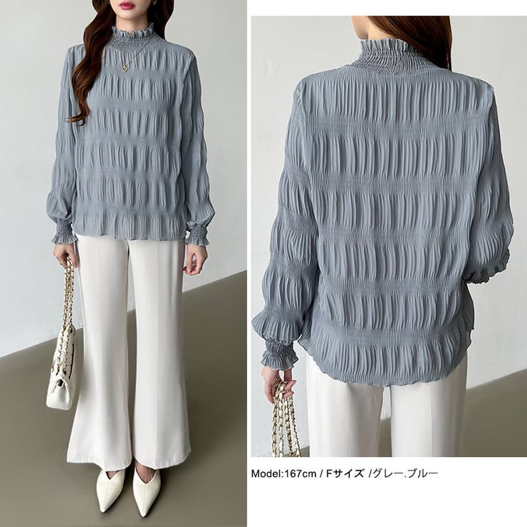 新色登場！裏起毛シャーリングブラウス ハイネックブラウス オフィスカジュアル | COCOMOMO | 詳細画像19 