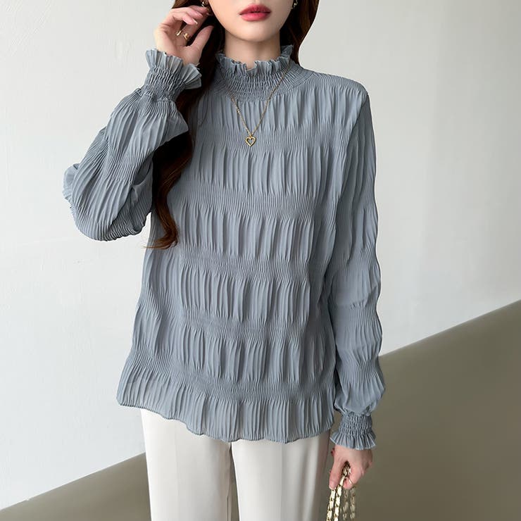 新色登場！裏起毛シャーリングブラウス ハイネックブラウス オフィスカジュアル | COCOMOMO | 詳細画像20 