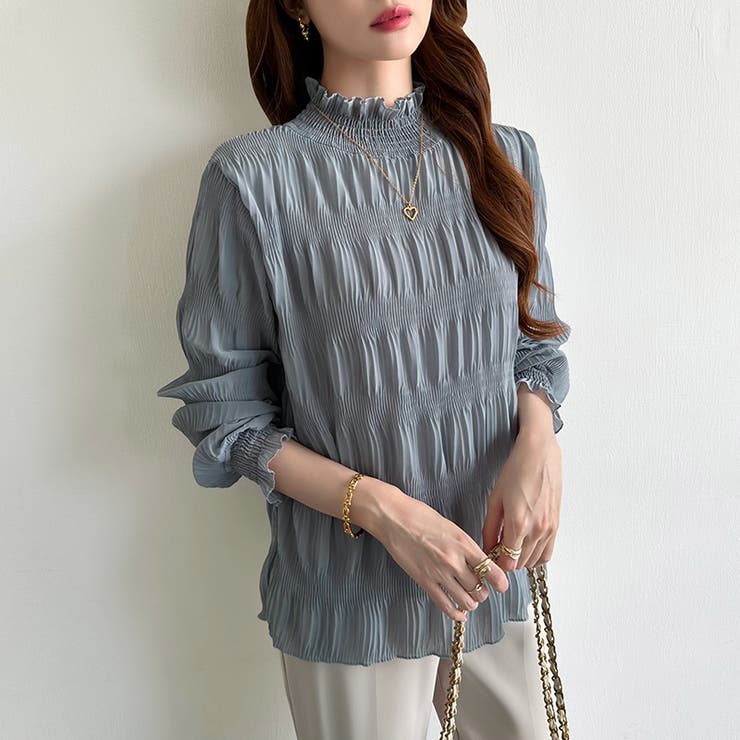 新色登場！裏起毛シャーリングブラウス ハイネックブラウス オフィスカジュアル | COCOMOMO | 詳細画像21 