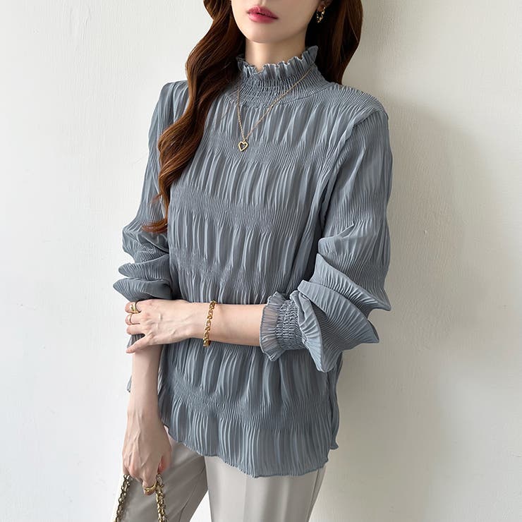 新色登場！裏起毛シャーリングブラウス ハイネックブラウス オフィスカジュアル | COCOMOMO | 詳細画像22 