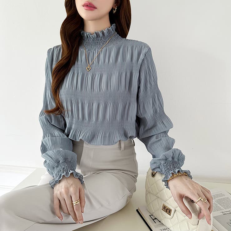 新色登場！裏起毛シャーリングブラウス ハイネックブラウス オフィスカジュアル | COCOMOMO | 詳細画像23 