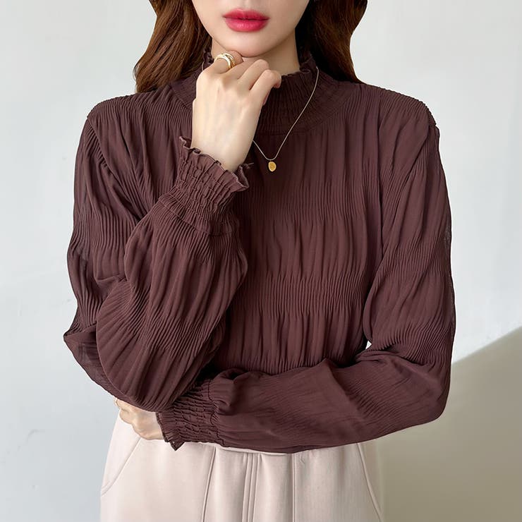 新色登場！裏起毛シャーリングブラウス ハイネックブラウス オフィスカジュアル | COCOMOMO | 詳細画像24 