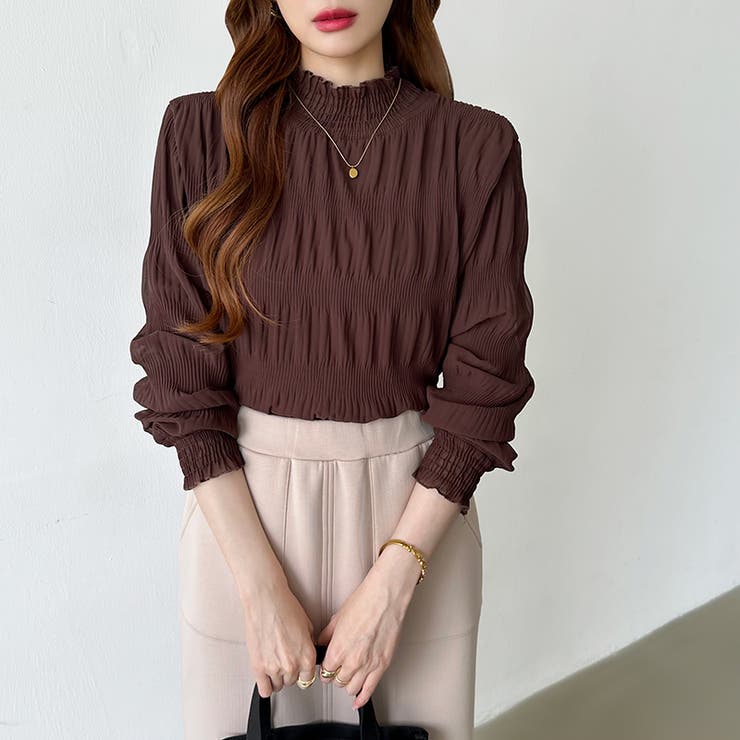 新色登場！裏起毛シャーリングブラウス ハイネックブラウス オフィスカジュアル | COCOMOMO | 詳細画像25 