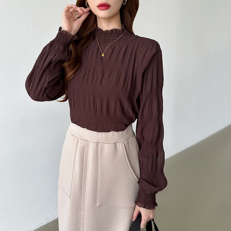 新色登場！裏起毛シャーリングブラウス ハイネックブラウス オフィスカジュアル | COCOMOMO | 詳細画像26 