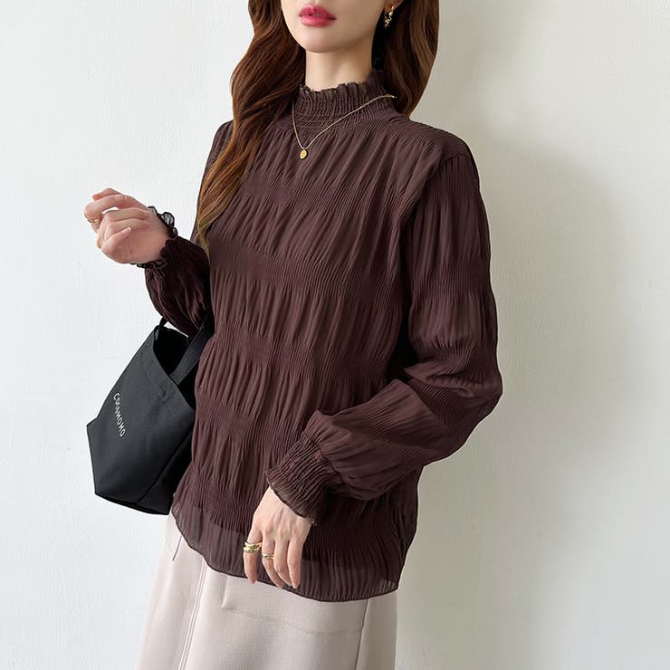 新色登場！裏起毛シャーリングブラウス ハイネックブラウス オフィスカジュアル | COCOMOMO | 詳細画像28 