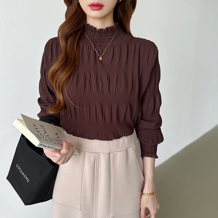 新色登場！裏起毛シャーリングブラウス ハイネックブラウス オフィスカジュアル | COCOMOMO | 詳細画像30 