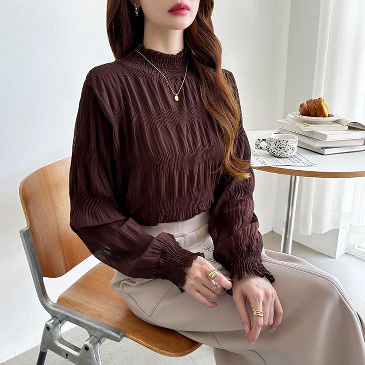 新色登場！裏起毛シャーリングブラウス ハイネックブラウス オフィスカジュアル | COCOMOMO | 詳細画像31 