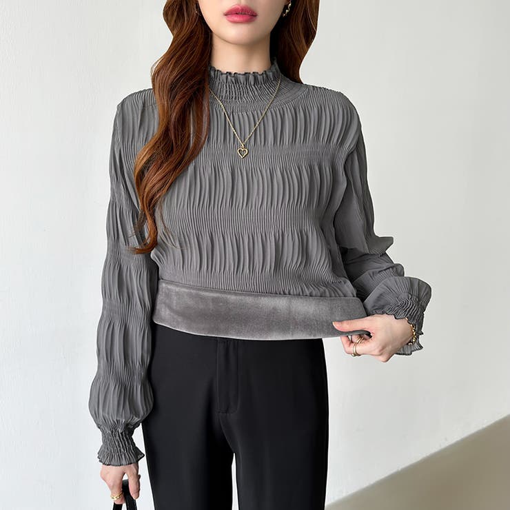 新色登場！裏起毛シャーリングブラウス ハイネックブラウス オフィスカジュアル | COCOMOMO | 詳細画像34 