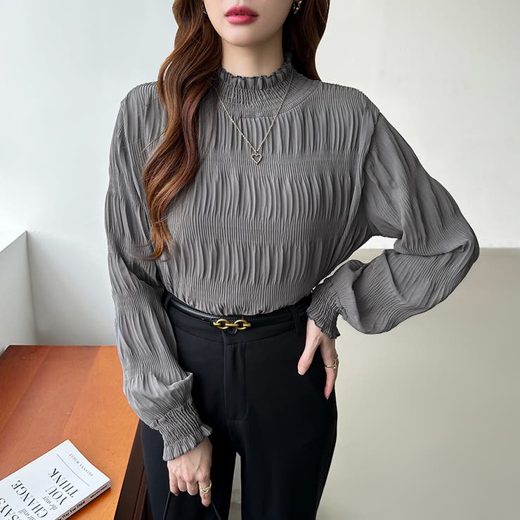 新色登場！裏起毛シャーリングブラウス ハイネックブラウス オフィスカジュアル | COCOMOMO | 詳細画像37 