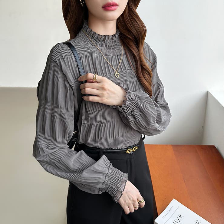 新色登場！裏起毛シャーリングブラウス ハイネックブラウス オフィスカジュアル | COCOMOMO | 詳細画像38 