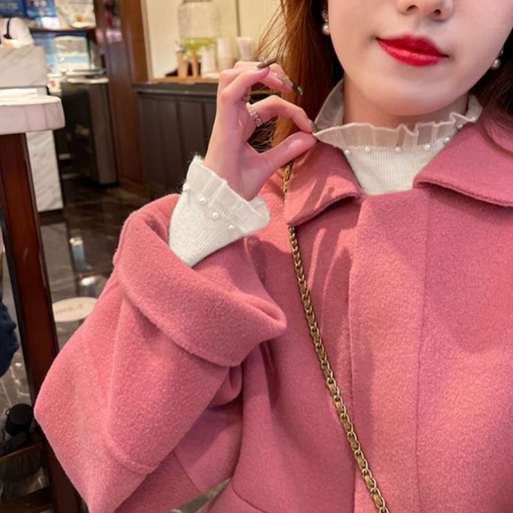 ニット フリルレースハイネック リブニットハイネックトップス | COCOMOMO | 詳細画像12 