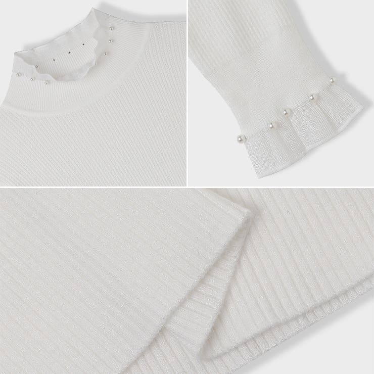 ニット フリルレースハイネック リブニットハイネックトップス | COCOMOMO | 詳細画像15 