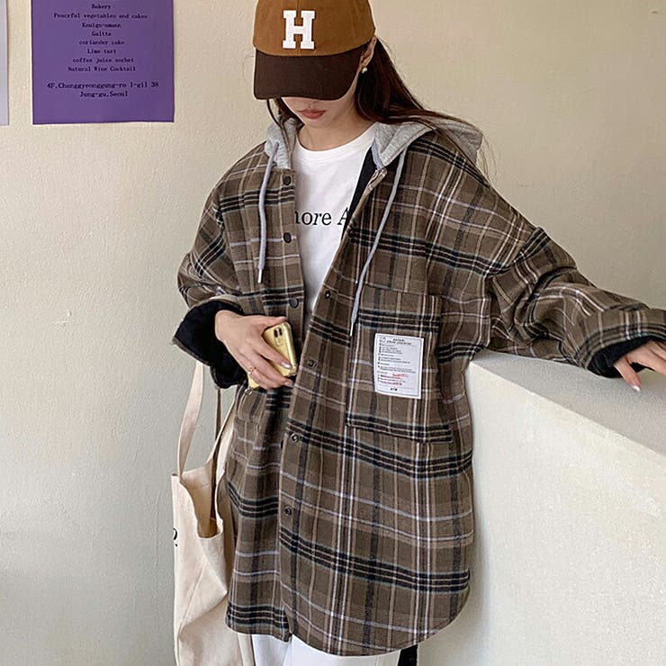 ジャケット チェック柄ジャケット オーバーサイズチェック柄パーカー