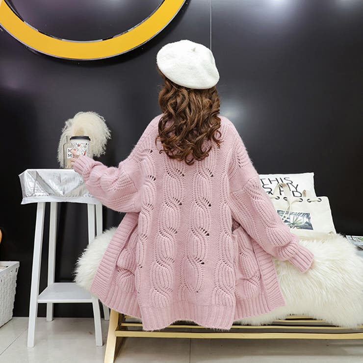 M&KYOKO　ピンク　ロングカーディガン　佐藤繊維 M&KYOKO ピンク ロングカーディガン 佐藤繊維