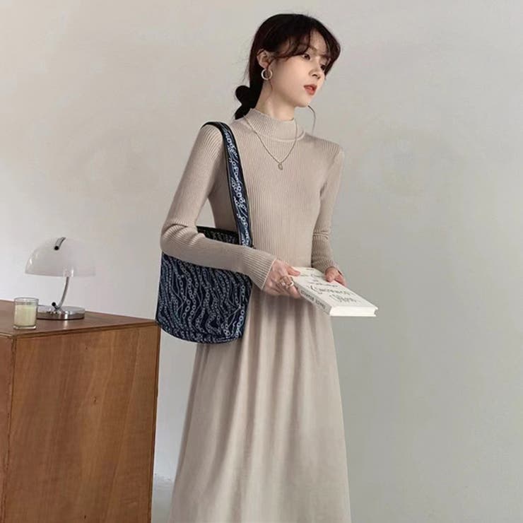 ハイネックニットワンピース ロングワンピース もちもちニット | COCOMOMO | 詳細画像10 