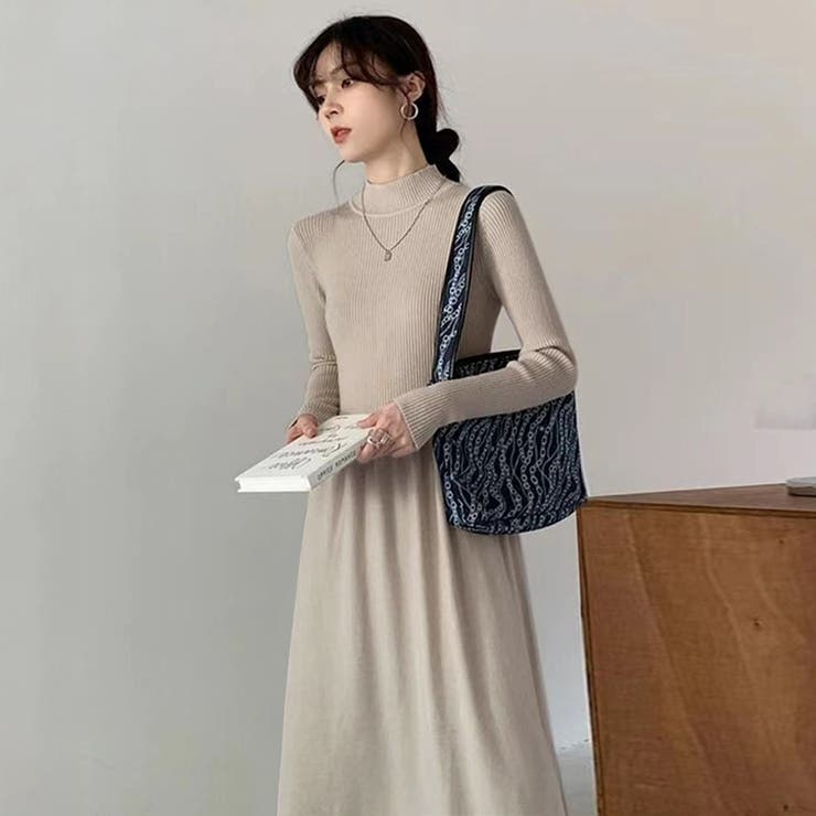 ハイネックニットワンピース ロングワンピース もちもちニット | COCOMOMO | 詳細画像12 