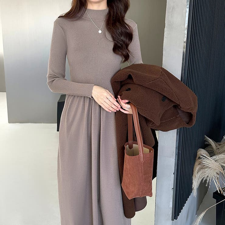 ハイネックニットワンピース ロングワンピース もちもちニット | COCOMOMO | 詳細画像14 