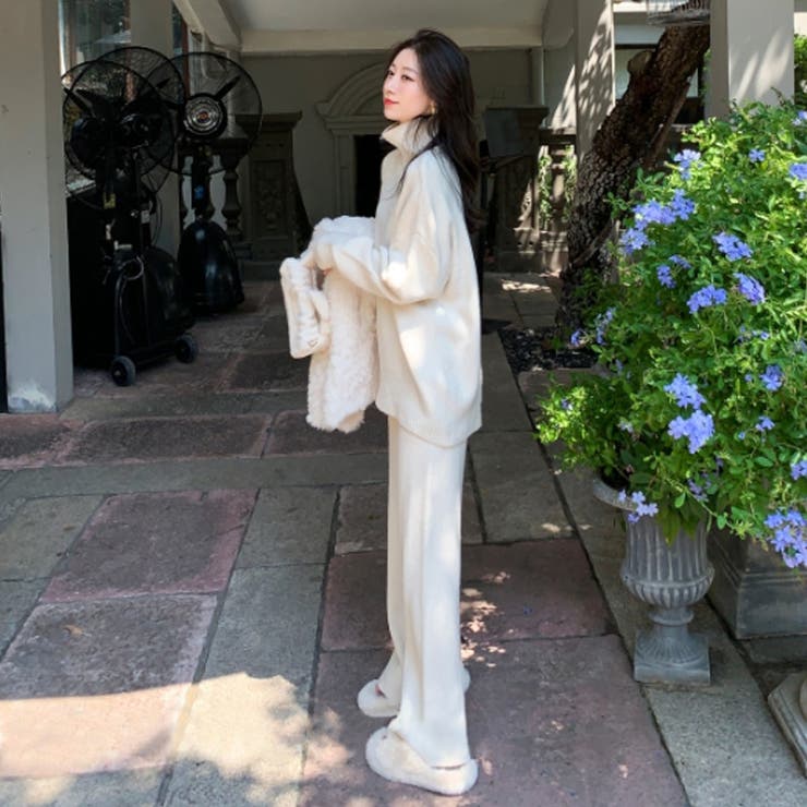 セットアップ ニットセットアップ ハイネックフレアパンツ上下セット | COCOMOMO | 詳細画像9 