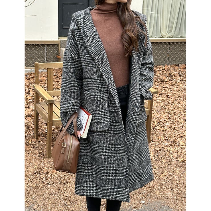【nokcha】hounds tooth check coat チェスターコート NOKCHA