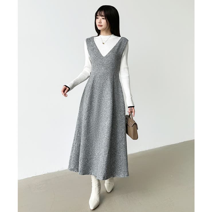 ジャンパースカート Vネックワンピース ワンピース | COCOMOMO | 詳細画像4 