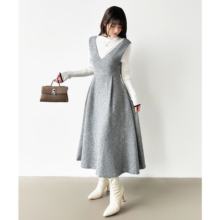 ジャンパースカート Vネックワンピース ワンピース | COCOMOMO | 詳細画像5 