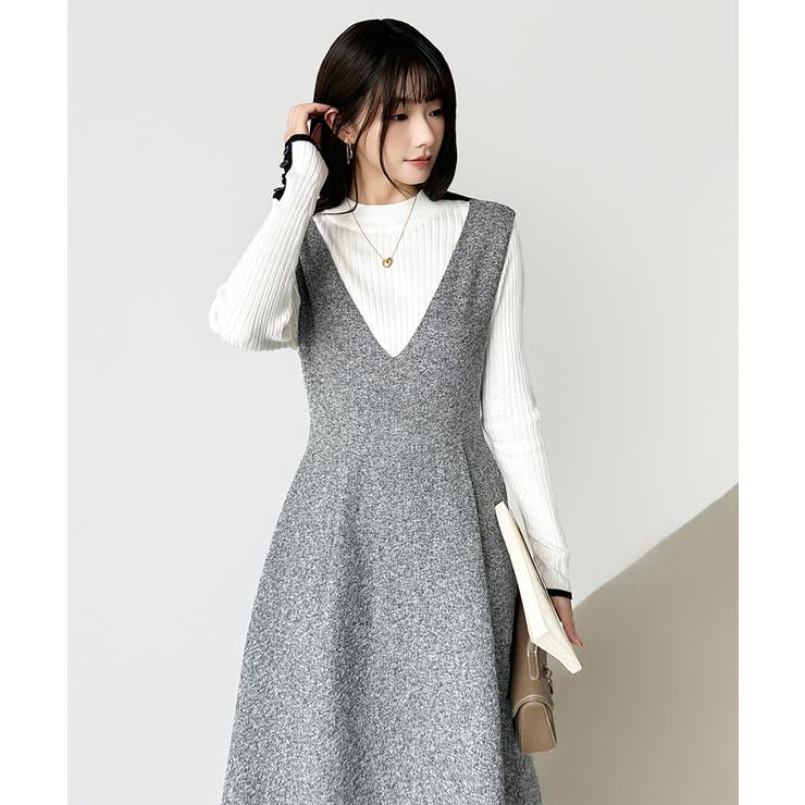 ジャンパースカート Vネックワンピース ワンピース | COCOMOMO | 詳細画像9 