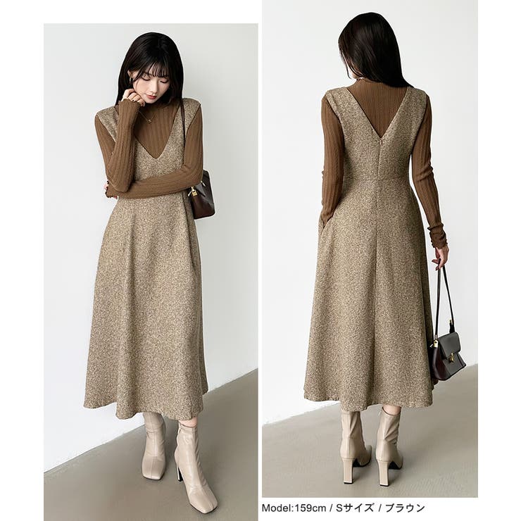 ジャンパースカート Vネックワンピース ワンピース | COCOMOMO | 詳細画像18 