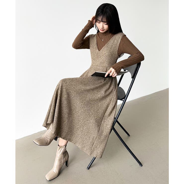 ジャンパースカート Vネックワンピース ワンピース | COCOMOMO | 詳細画像22 