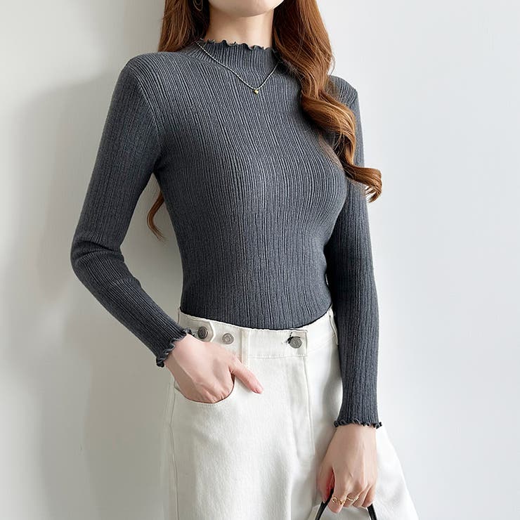 ハイネックリブカットソー ストレッチカットソー メロウハイネック | COCOMOMO | 詳細画像37 