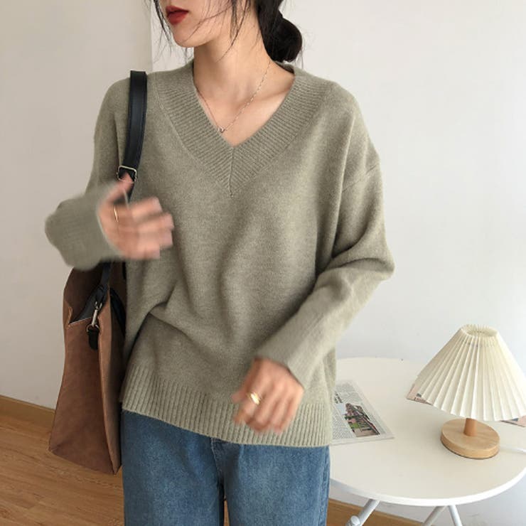 Vネックニット Vネックセーター ゆったりニット | COCOMOMO | 詳細画像13 