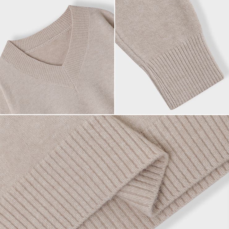 Vネックニット Vネックセーター ゆったりニット | COCOMOMO | 詳細画像16 