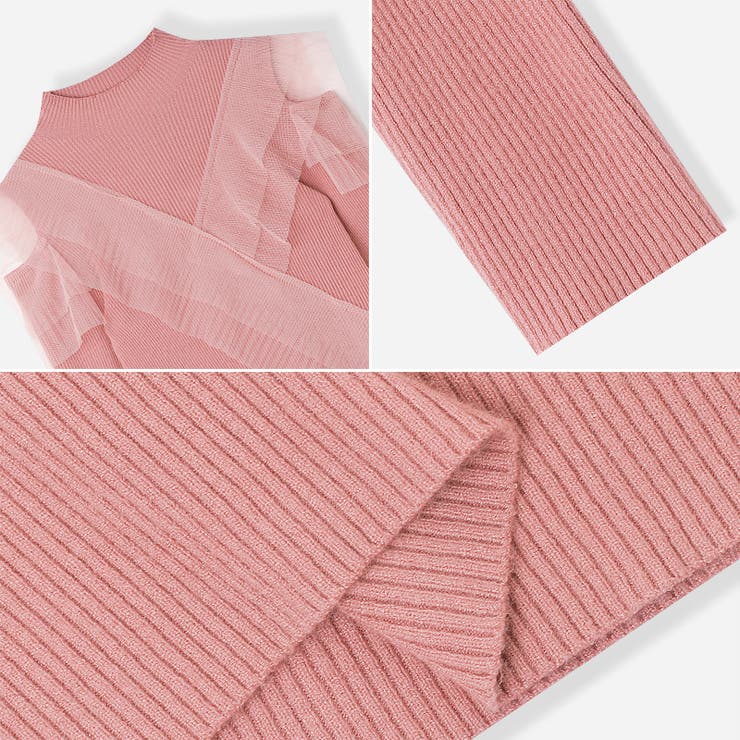 フリルレースハイネックニット 肩開きニット ニットセーター | COCOMOMO | 詳細画像17 