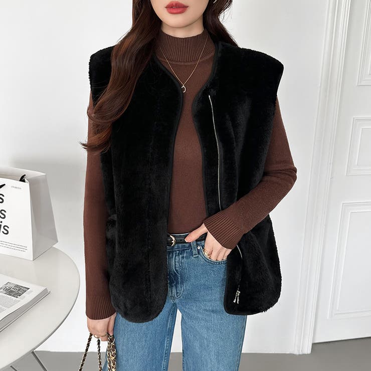 裏起毛 ハイネックニット ふわもちニット[品番：COCW0006125