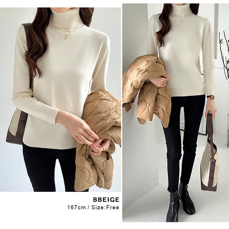 タートルネック ニット きれいめニットトップス | COCOMOMO | 詳細画像15 