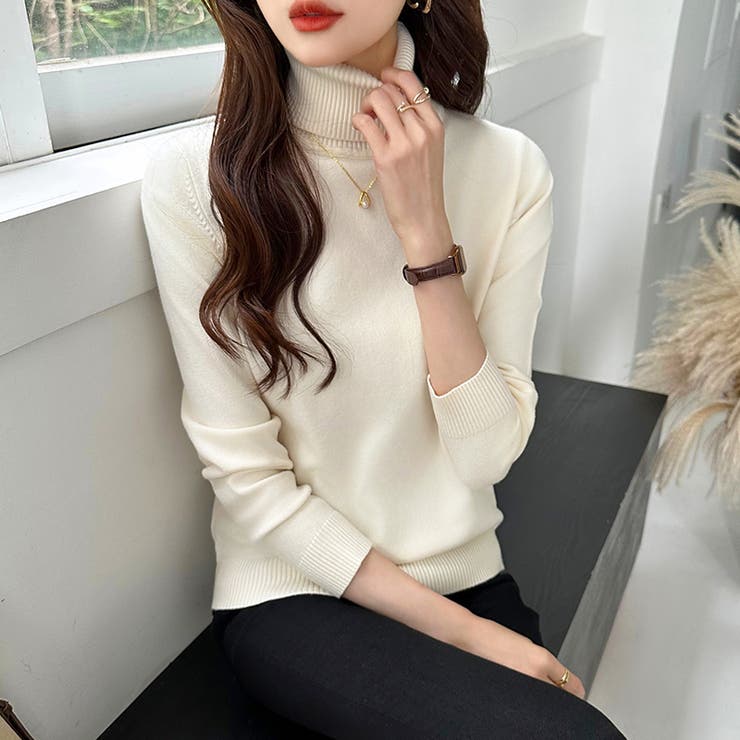 タートルネック ニット きれいめニットトップス | COCOMOMO | 詳細画像16 