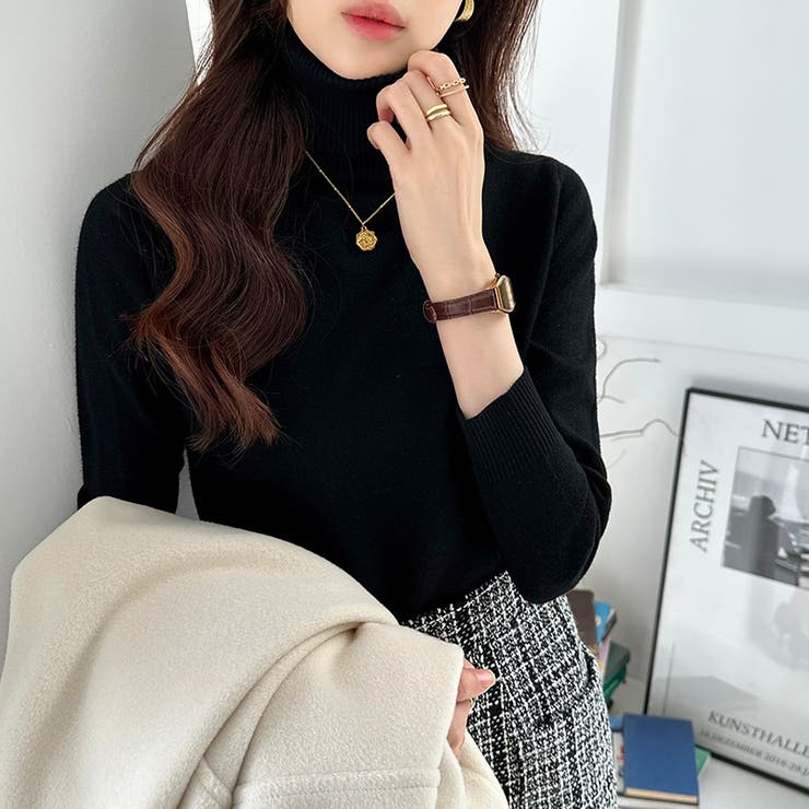 タートルネック ニット きれいめニットトップス | COCOMOMO | 詳細画像18 