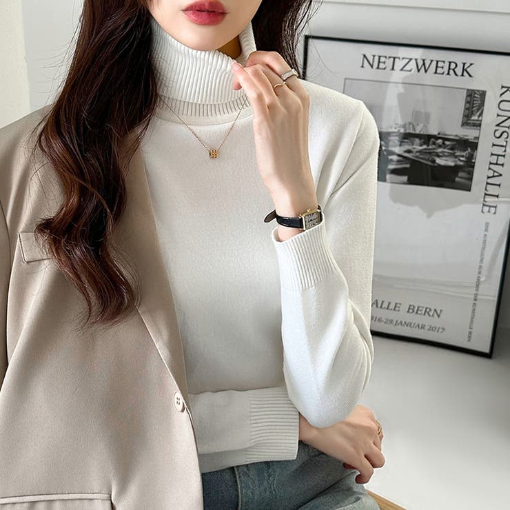 タートルネック ニット きれいめニットトップス | COCOMOMO | 詳細画像23 