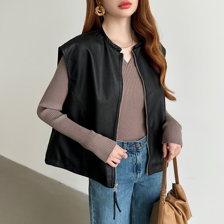 もっちりやわらかヤク風ニット キーネックニット リブニット | COCOMOMO | 詳細画像9 