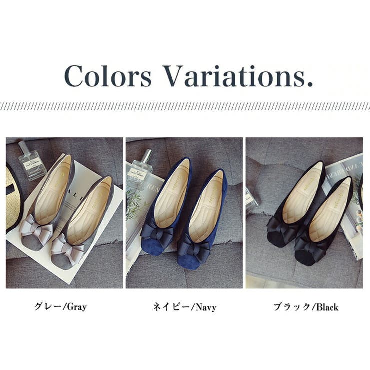 パンプス フラットパンプス りぼんぺたんこパンプス[品番：COCW0005146