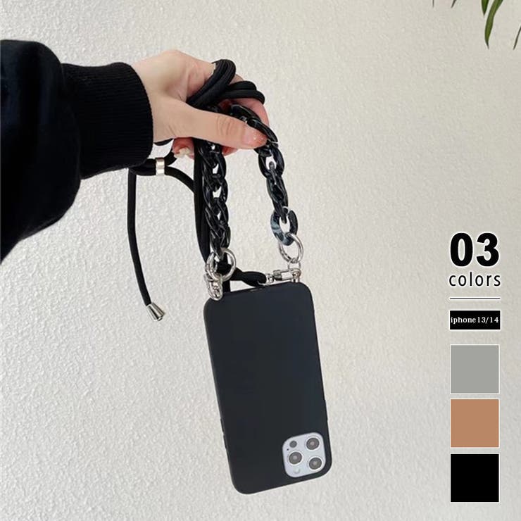 ブラック | スマホショルダー iPhoneケース スマホショルダーストラップ | COCOMOMO