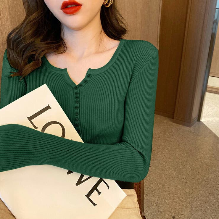 ヤク風柔らかいニット 長袖ニット リブニット | COCOMOMO | 詳細画像16 