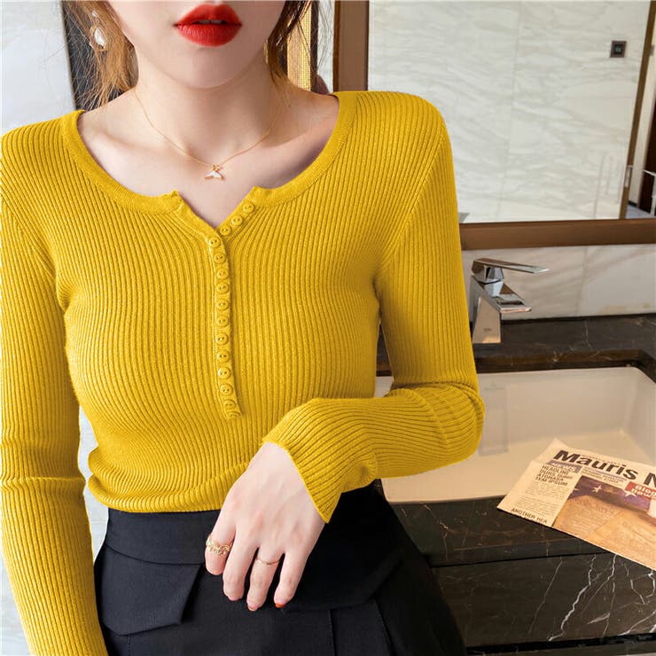 ヤク風柔らかいニット 長袖ニット リブニット | COCOMOMO | 詳細画像19 