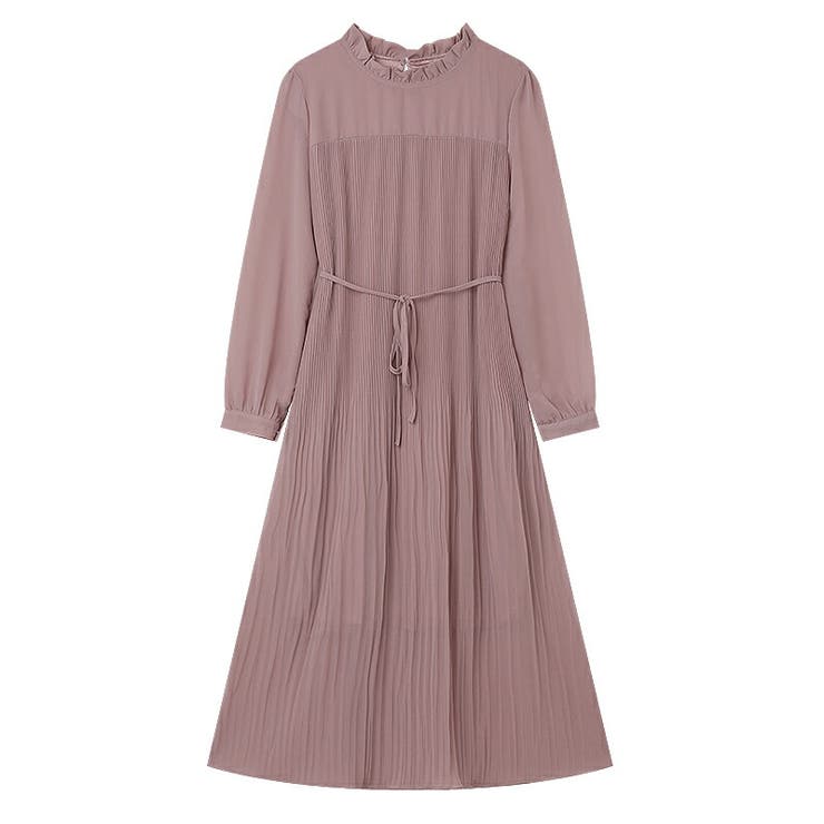 プリーツワンピース シフォンワンピース ロングワンピース[品番