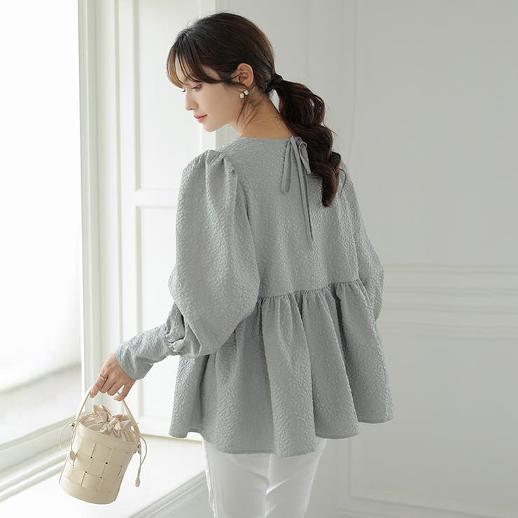 ぺプラムブラウス ふくれジャガード ブラウス | COCOMOMO | 詳細画像11 