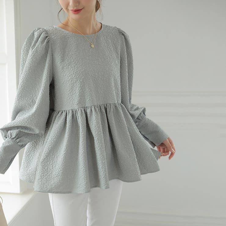 ぺプラムブラウス ふくれジャガード ブラウス | COCOMOMO | 詳細画像13 