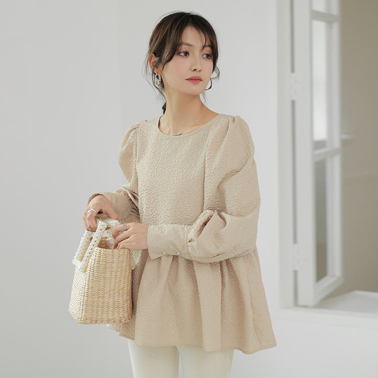 ぺプラムブラウス ふくれジャガード ブラウス | COCOMOMO | 詳細画像18 