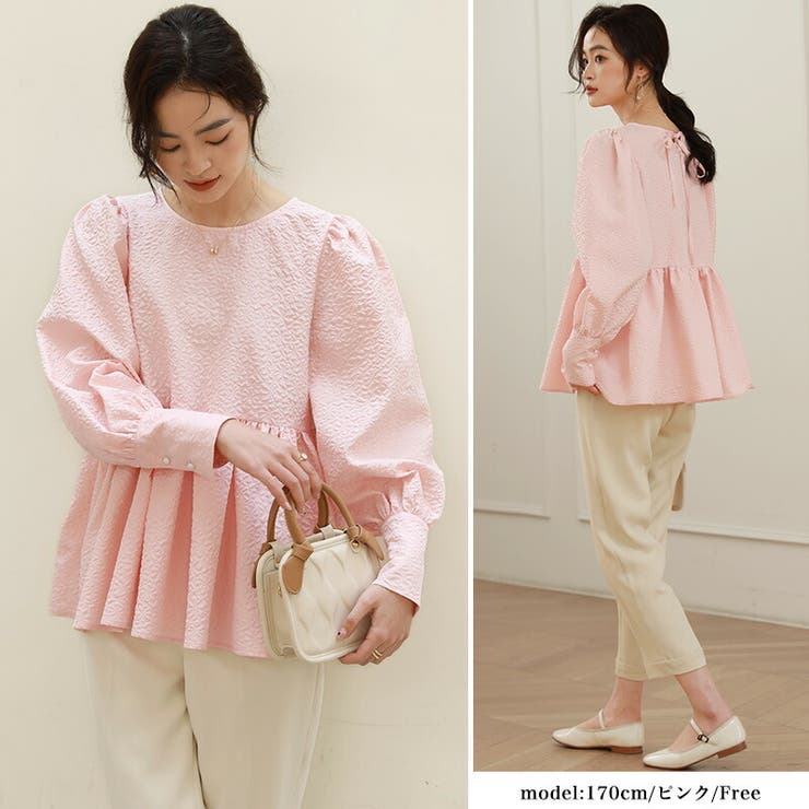 ぺプラムブラウス ふくれジャガード ブラウス | COCOMOMO | 詳細画像5 