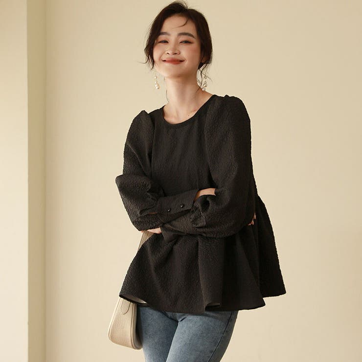 ぺプラムブラウス ふくれジャガード ブラウス | COCOMOMO | 詳細画像7 