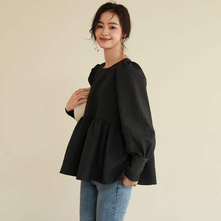 ぺプラムブラウス ふくれジャガード ブラウス | COCOMOMO | 詳細画像8 